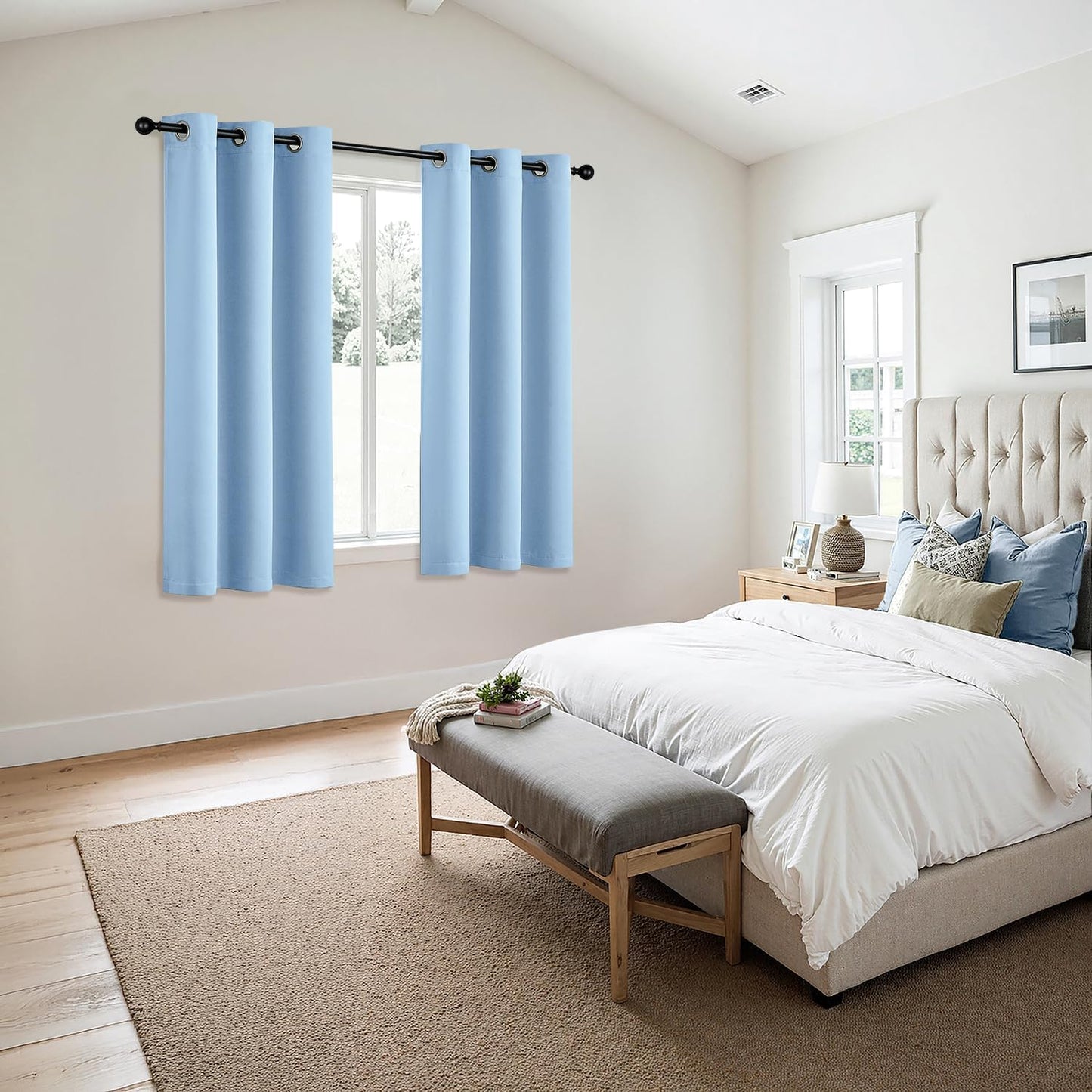MIULEE Sky Blue Blackout Curtains - Thermal Insulated Room Darkening Drapes | 63 Inch, 2 Panels
