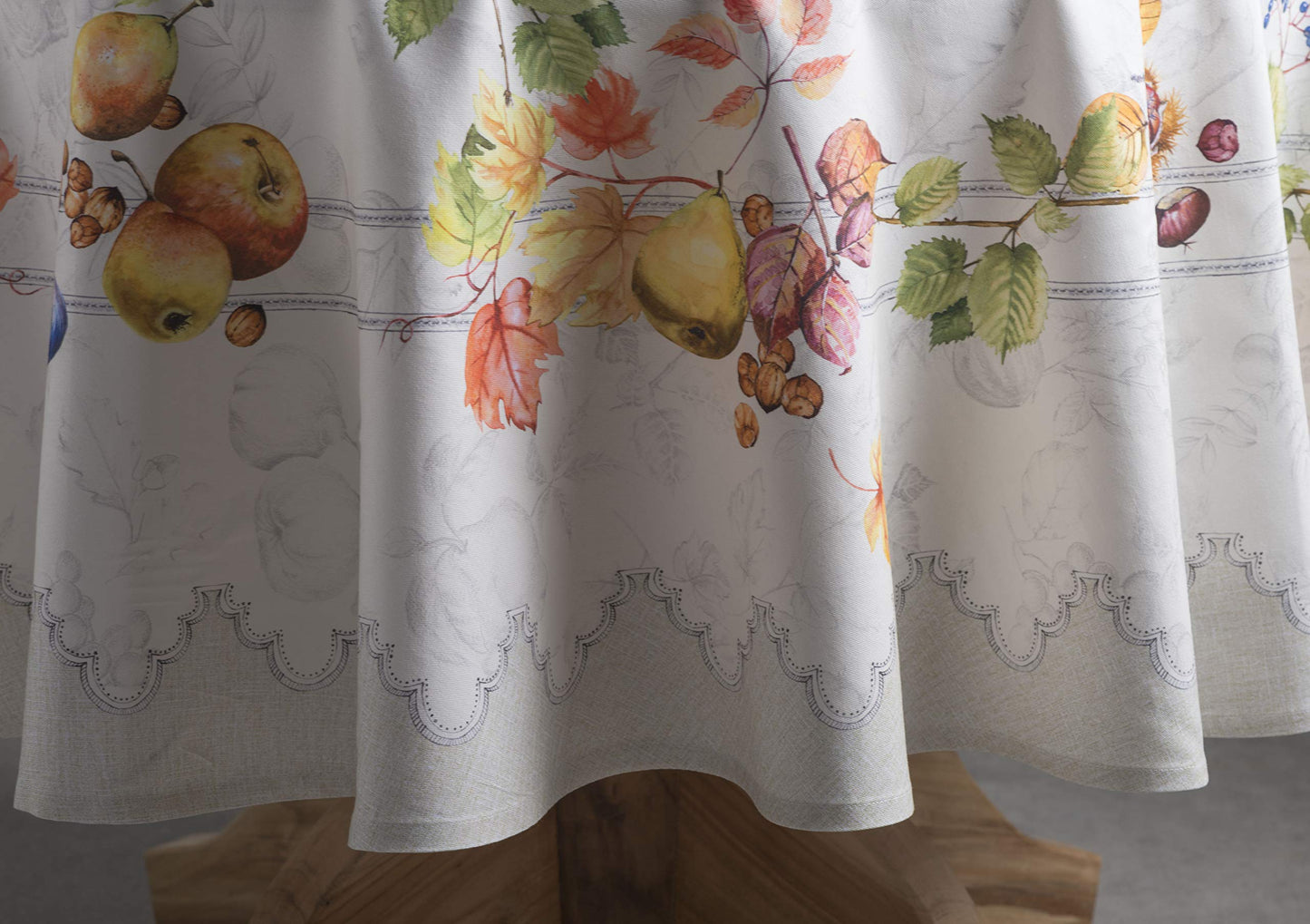 Maison d' Hermine Table Cloth Round Table 100% Cotton 63 Inches Fall Tablecloth Reusable Everyday Use for Thanksgiving Christmas Decorations Dining Farmhouse Party (Fruit D'Hiver)