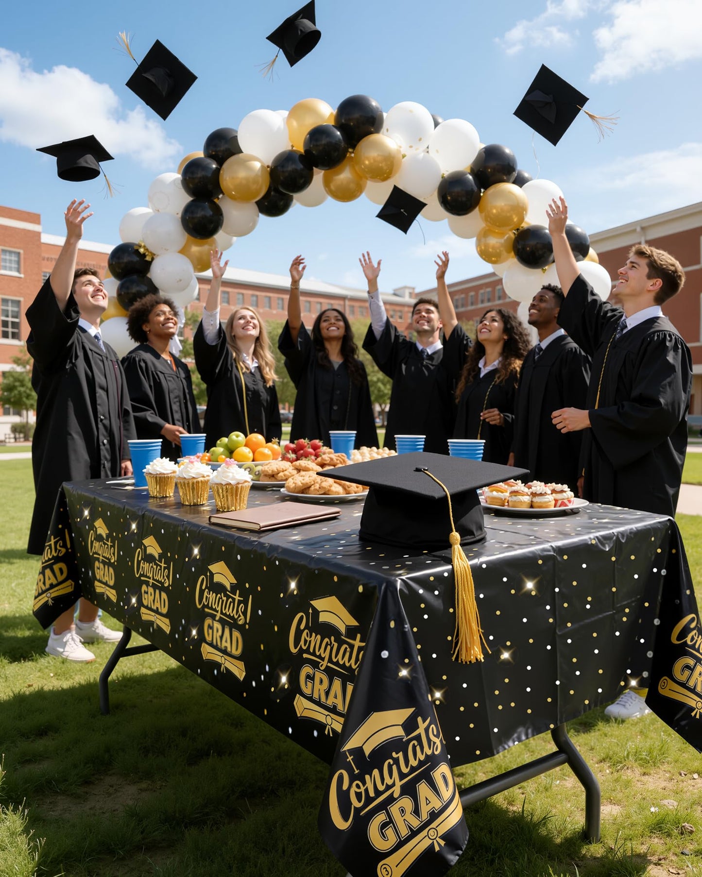 Niuara Black Graduation Tablecloth 2026 – 4 Pack 54" x 108" Disposable Tablecloths for 6FT Tables, Class of 2026 Graduation Party Decorations & Supplies