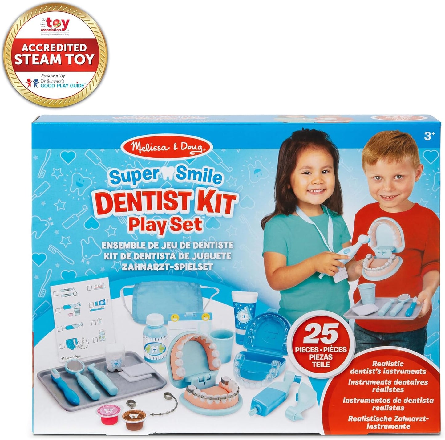 Melissa & Doug Dentist Play Set - 25-Piece Super Smile Kit with Oversized Teeth & Tools for Kids 3+