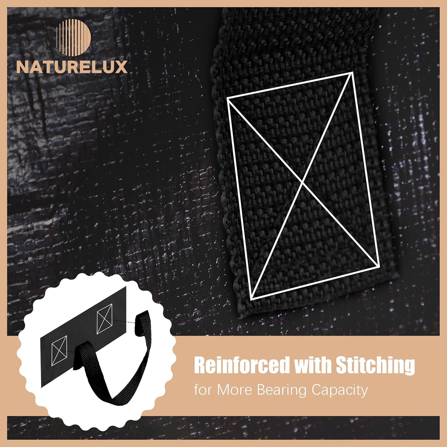 NATURELUX Heavy-Duty Moving Bags - Backpack Straps & Strong Handles - 6 Pack, Black Storage Solution