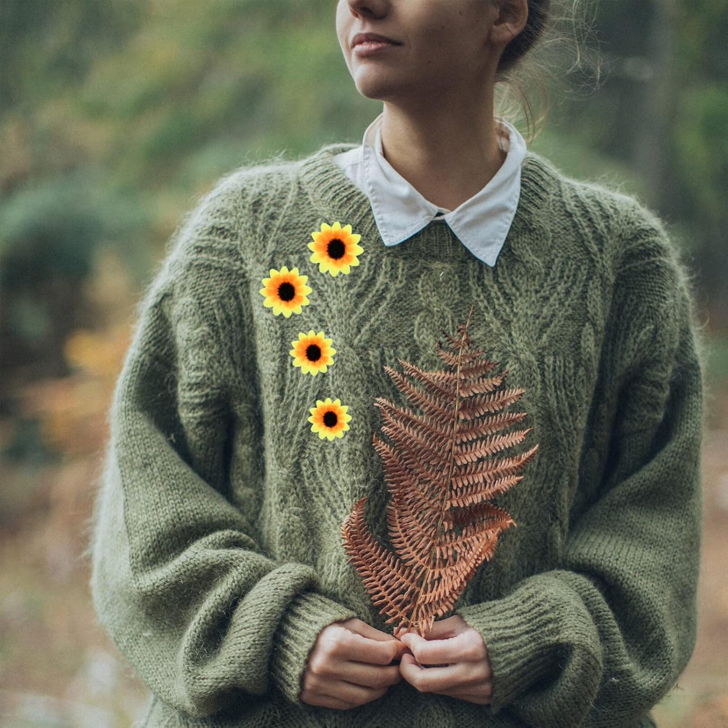 Uonlytech Artificial Sunflower Heads - 100 Pcs Lifelike Plastic Flowers for Wedding & Home Decor