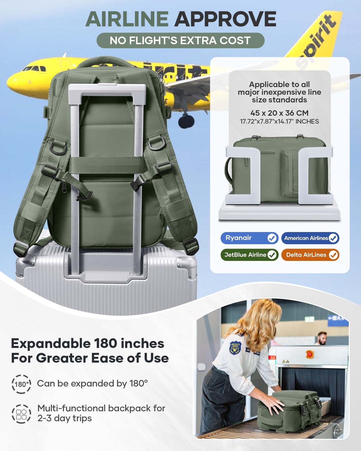 Vacuum Storage Travel Backpack with Air Pump Carry on Flight Approved Compression Vacpack Waterproof with Vacuum System Airplane Travel Essentials Daypack Laptop Space Saver Bags Women Green