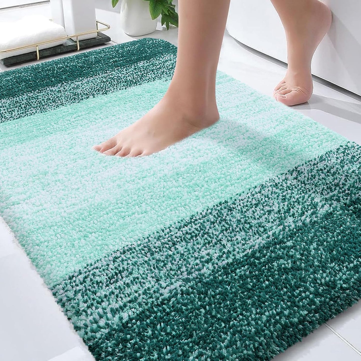 OLANLY Bathroom Rugs - Extra Soft Microfiber Mat | Quick-Dry, Washable, 34x21, Blackish Green
