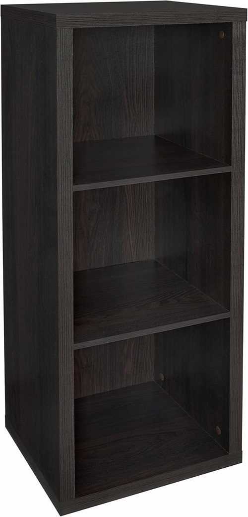 ClosetMaid 3 Cube Storage Shelf Organizer - Easy Assembly Wood Bookshelf in Black Walnut Finish