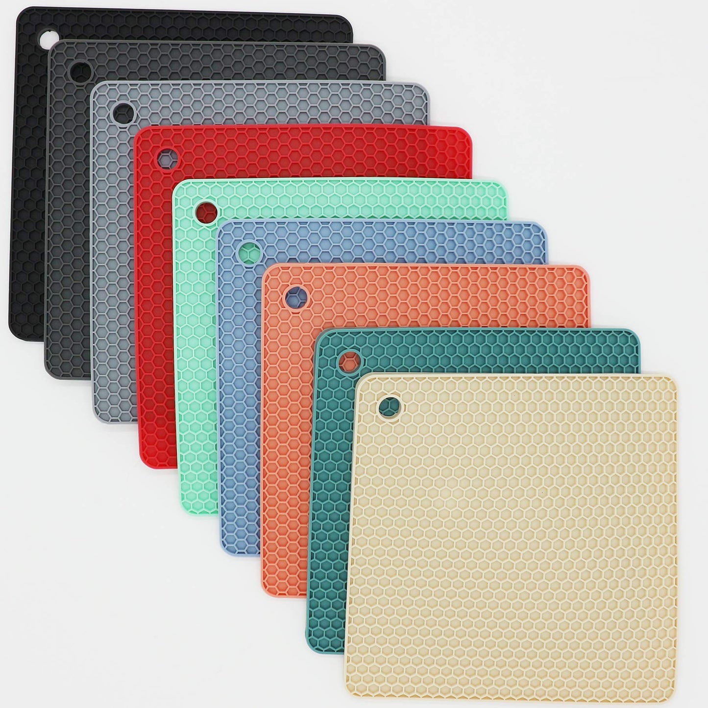 Smithcraft Silicone Trivets for Hot Dishes, Pots and Pans, Hot Pads for Kitchen, Black Silicone Pot Holders Mats for Kitchen Counter, Non Slip Heat Resistant Mat, Flexible Trivet Mat Set 4