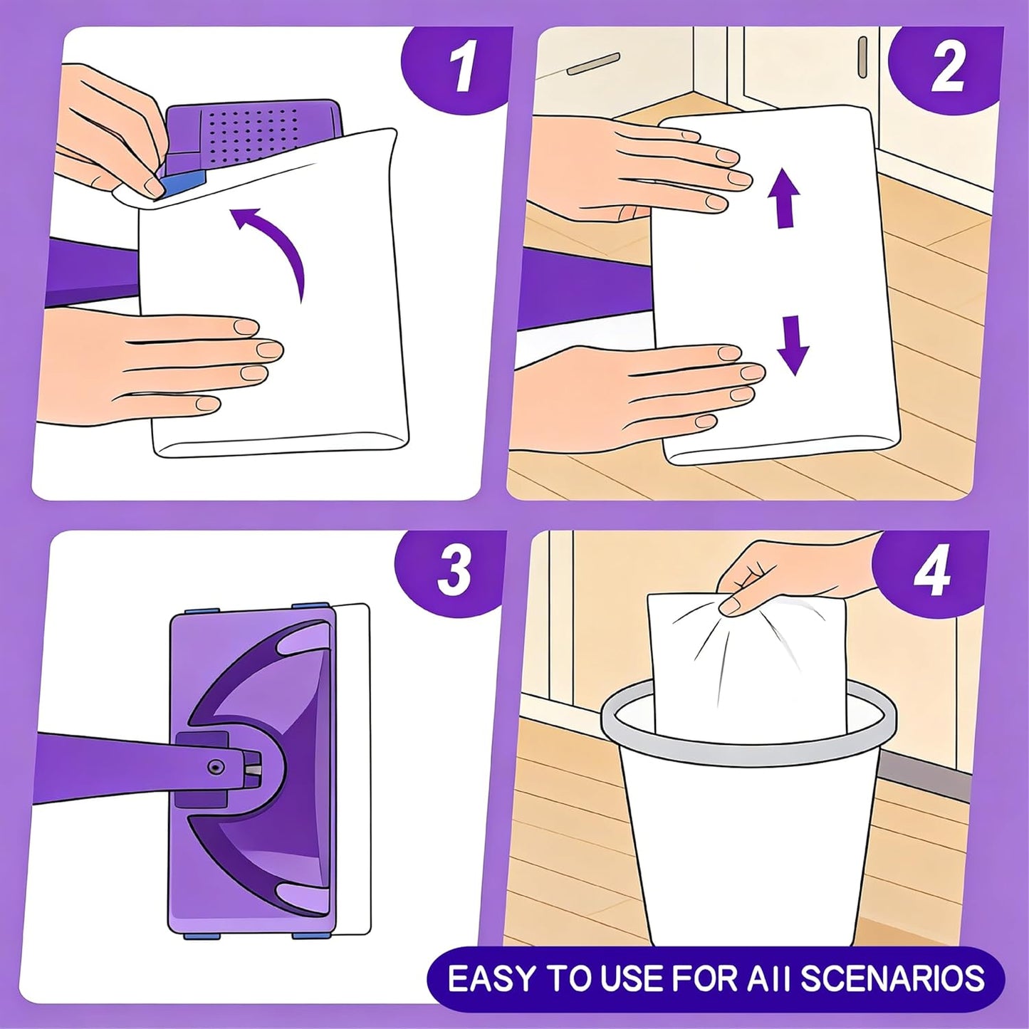 Skiennix Wet Jet Mop Refill Pads - Thick Microfiber for Superior Absorbency | Multi-Surface Cleaning