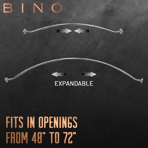 BINO Expandable Curved Shower Curtain Rod - Polished Chrome | Adjustable 48" to 72" | Rust-Resistant & Easy Install