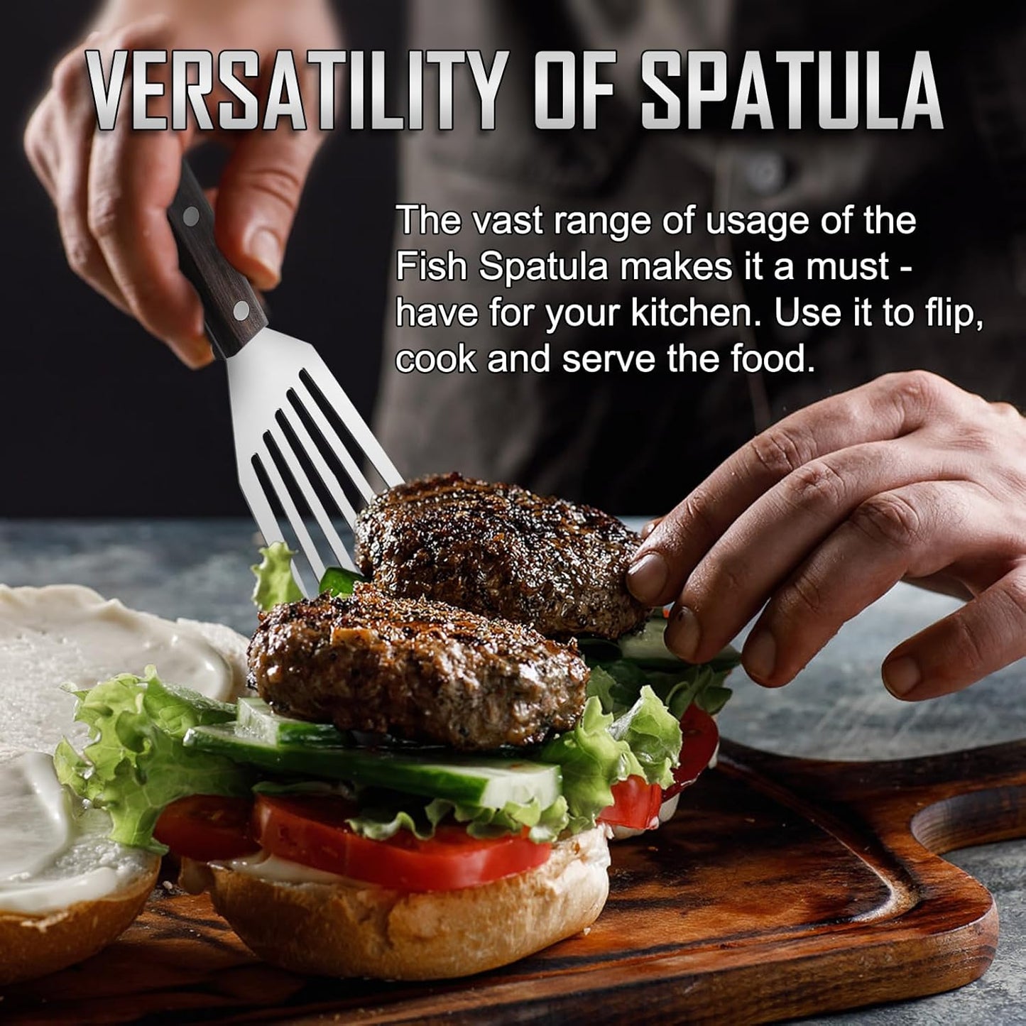 Skiennix Fish Spatula - Flexible Stainless Steel Turner for Flipping Eggs & Burgers | 2 Pack