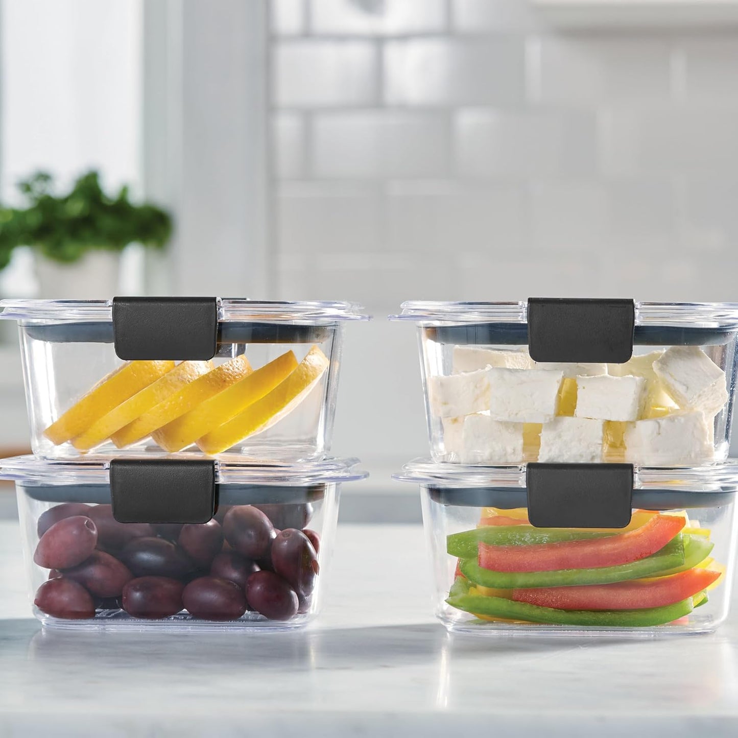 Rubbermaid Brilliance Airtight Food Storage Containers - BPA Free, Set of 4 (4.7 Cup) for Meal Prep & Leftovers