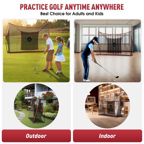 FRANKTECH Golf Practice Net - Heavy Duty Driving Range Net with High Impact Chipping Target, Include Carry Bag and Golf Balls for Indoor Outdoor