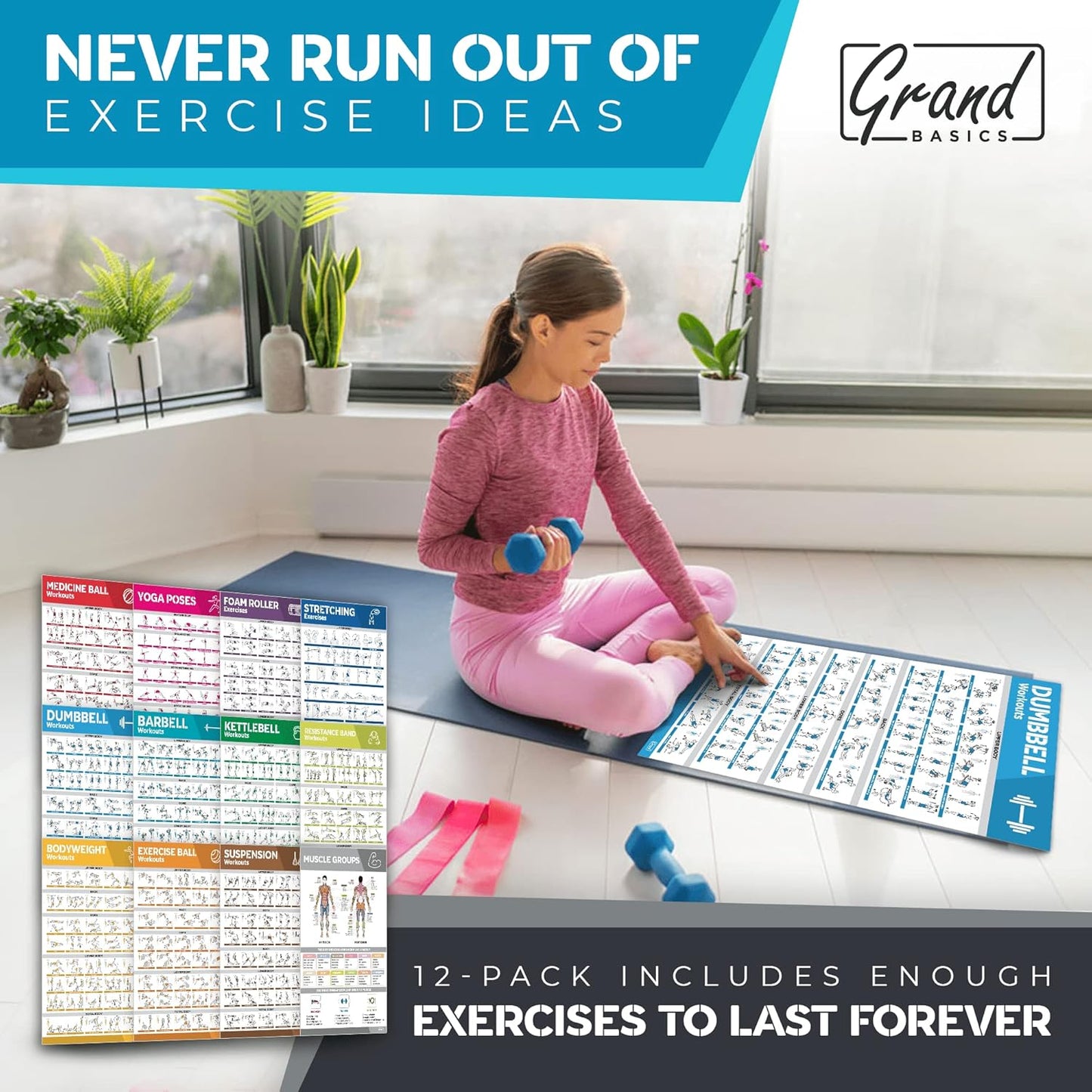 12-Pack Laminated Workout Posters by [Brand Name] - Essential Exercise Charts for Home Gym