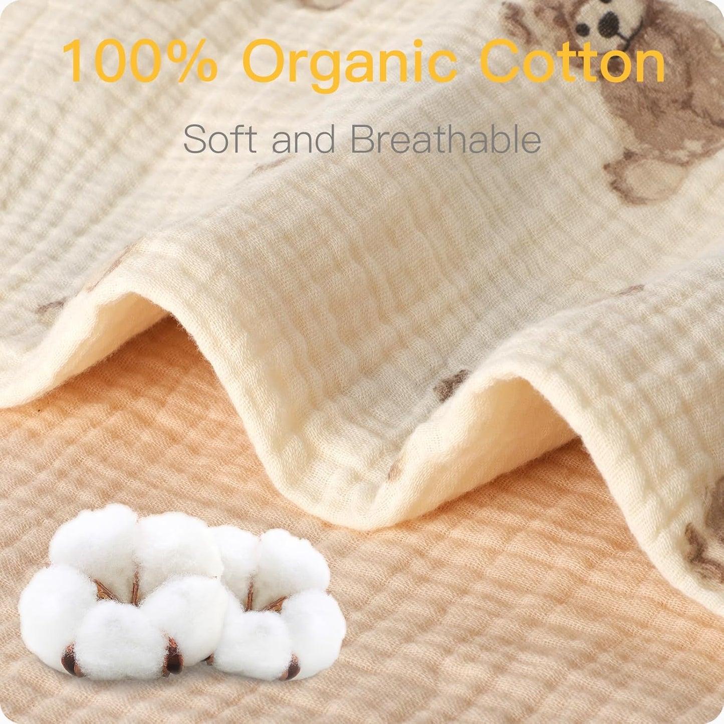 Skiennix 100% Organic Cotton Muslin Crib Sheets - Soft Boho Neutral Design | 2 Pack, 52x28 Inches