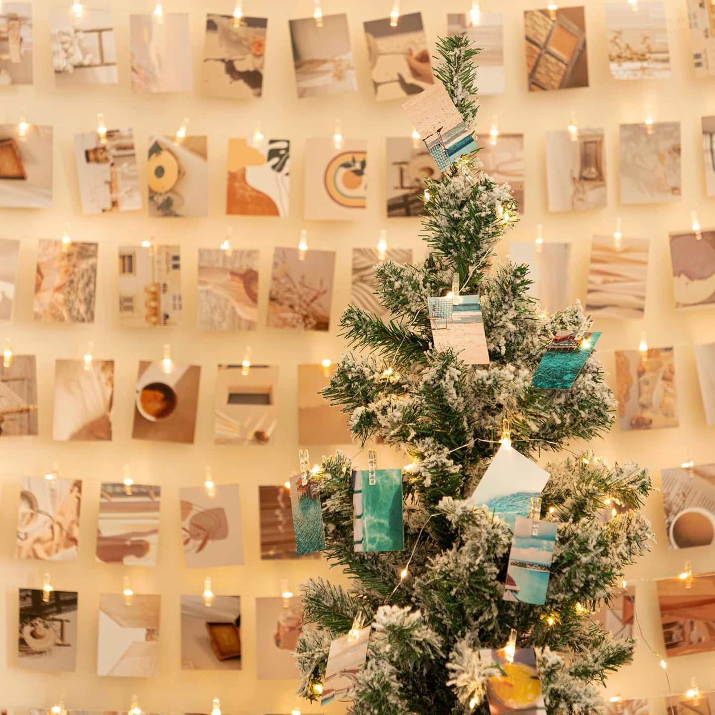 LUSHARBOR Fairy String Lights - 33FT Battery Operated Photo Clips for Room Decor | Clear Clips