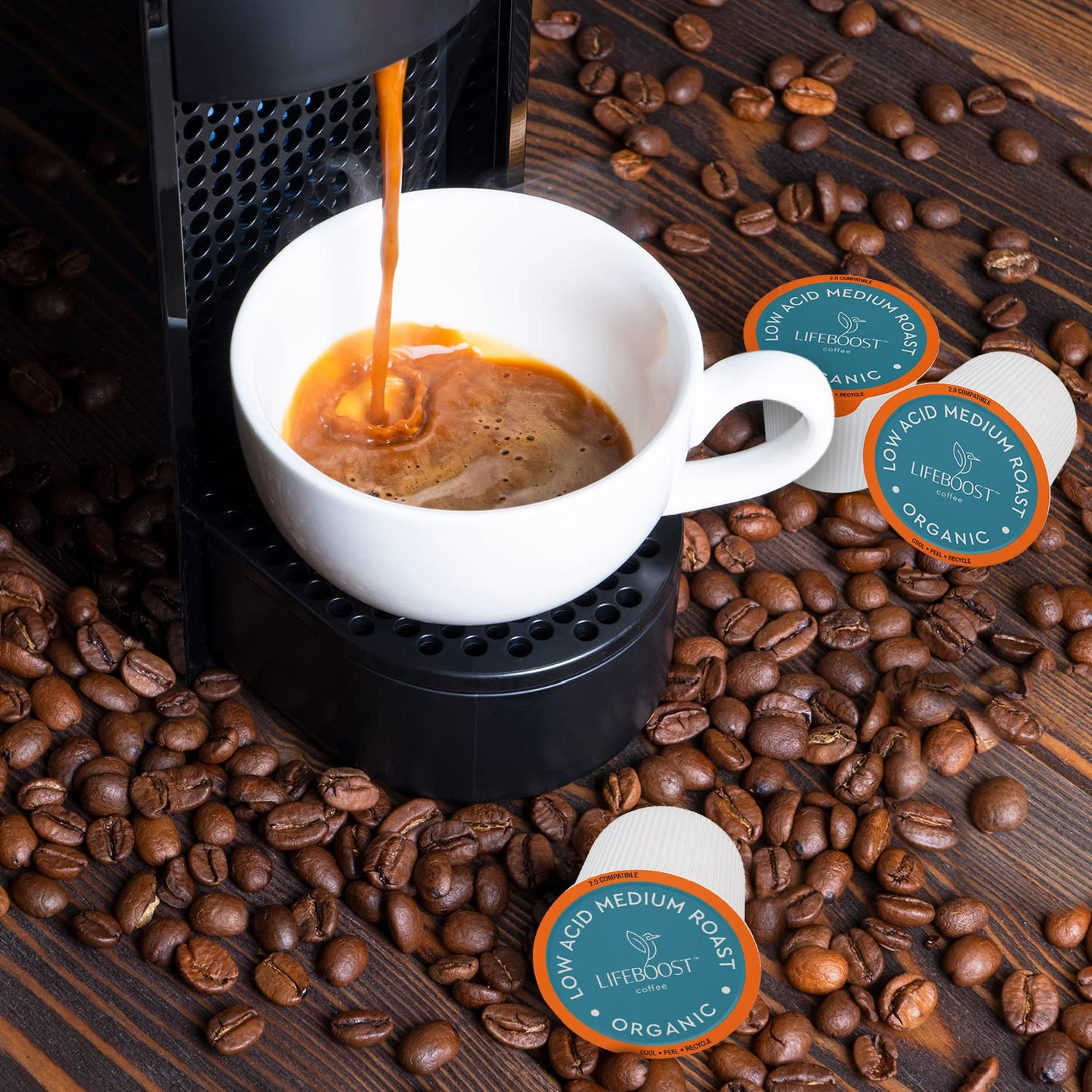 Lifeboost Medium Roast Coffee K-Cups | Low Acid, Mold-Free, Organic Pods - Compatible with Keurig - 10 Count