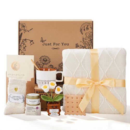 Get Well Gifts for Women, Unique Self Care Gift Basket with Cozy Blanket for Women, Comforting Relaxation Pick for Her Mom Sister Best Friend Birthday & Christmas Gifting
