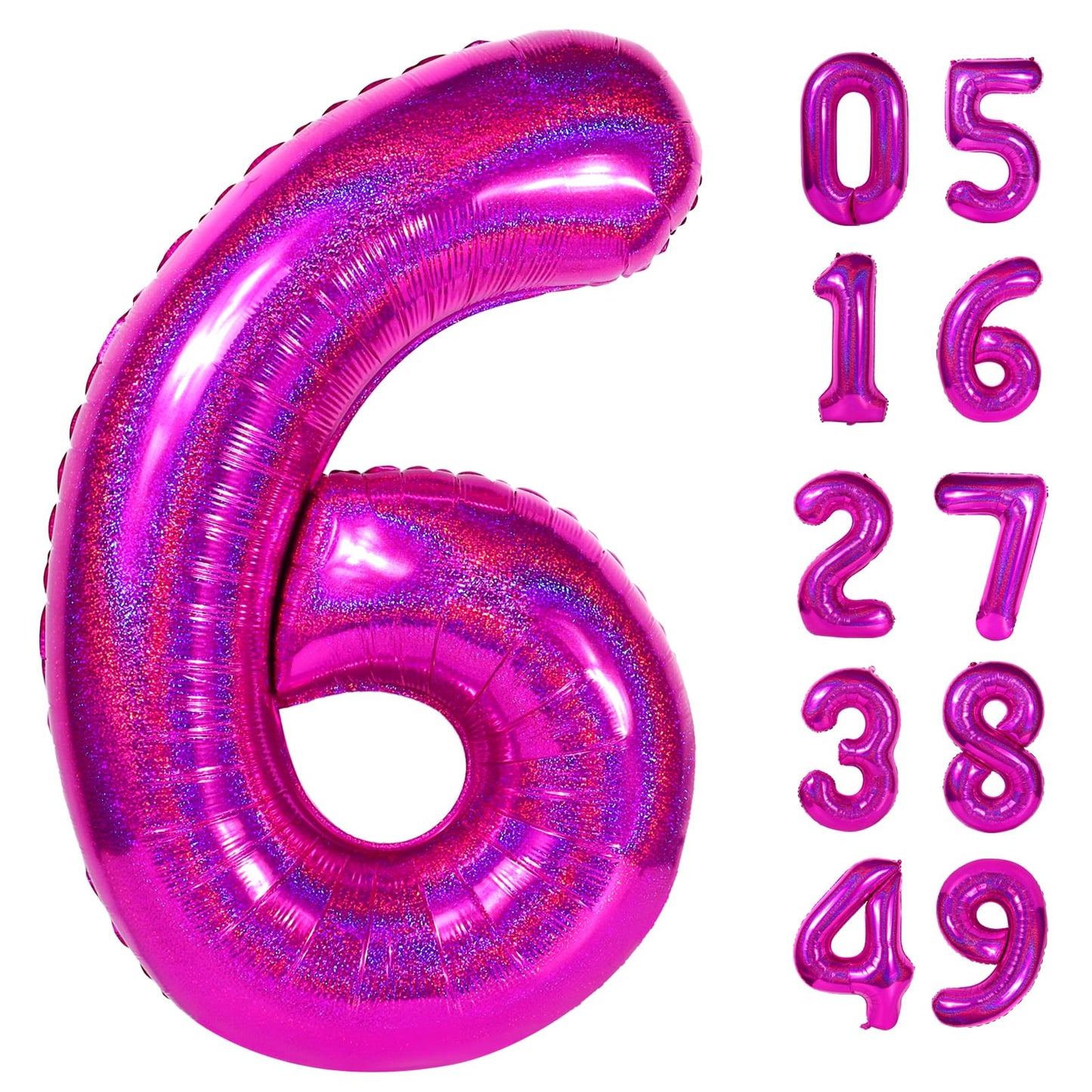 Laser Hot Pink 6 Balloon, Number Balloons 40 Inch, 6th Balloons for Birthday Decorations, Laser Hot Pink Party Supplies 6 Birthday Balloon, Number 6 Balloon
