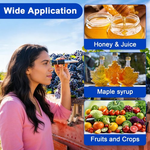 0–90% Brix Refractometer with ATC, High-Accuracy Ultra-Wide Range Sugar Tester, Pre-Calibrated & Ready to Use, Universal Optical Meter for Honey, Syrup, Molasses, Juice and Beverages