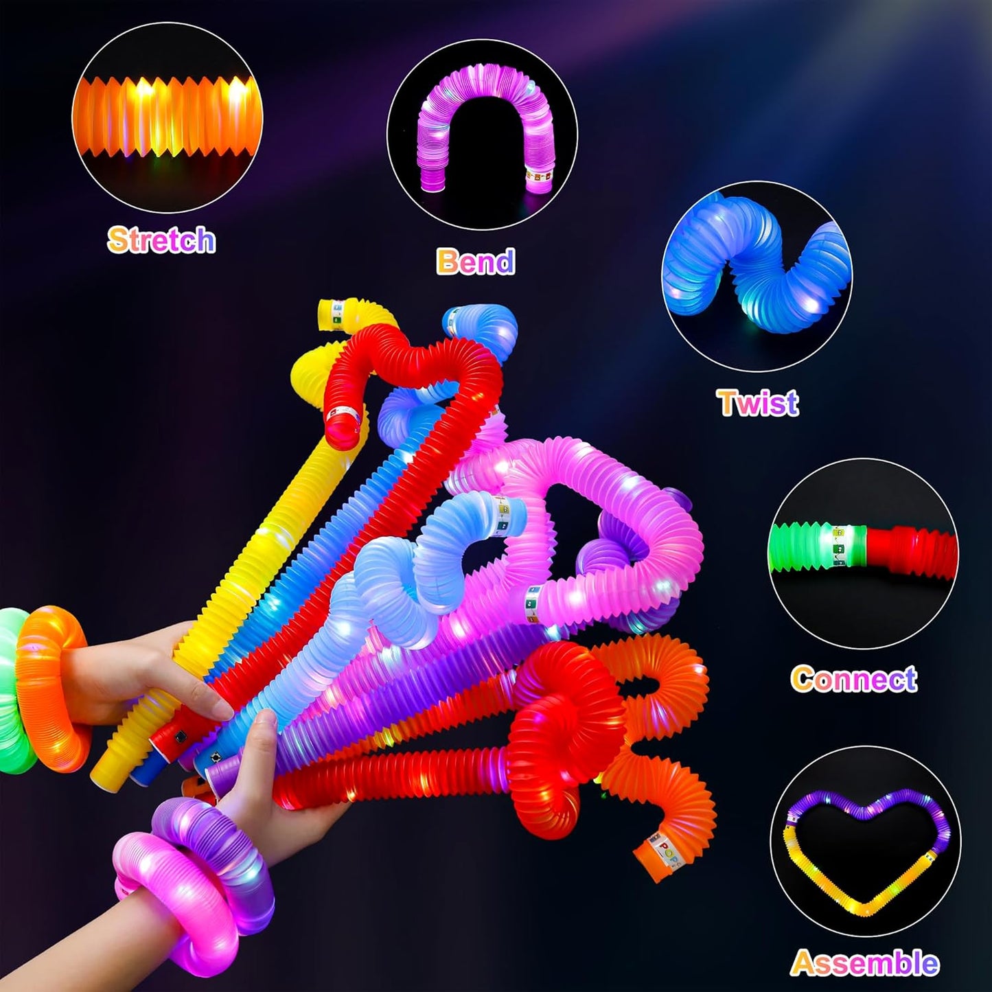 UrChoice Glow Sticks - 32PCS LED Pop Tubes & Glow Necklaces | Fun Party Favors for Kids & Adults