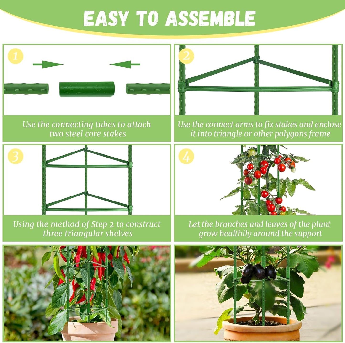 Legigo Tomato Cage - 6-Pack Garden Plant Support Up to 48 Inches | Ideal for Climbing Vegetables & Flowers