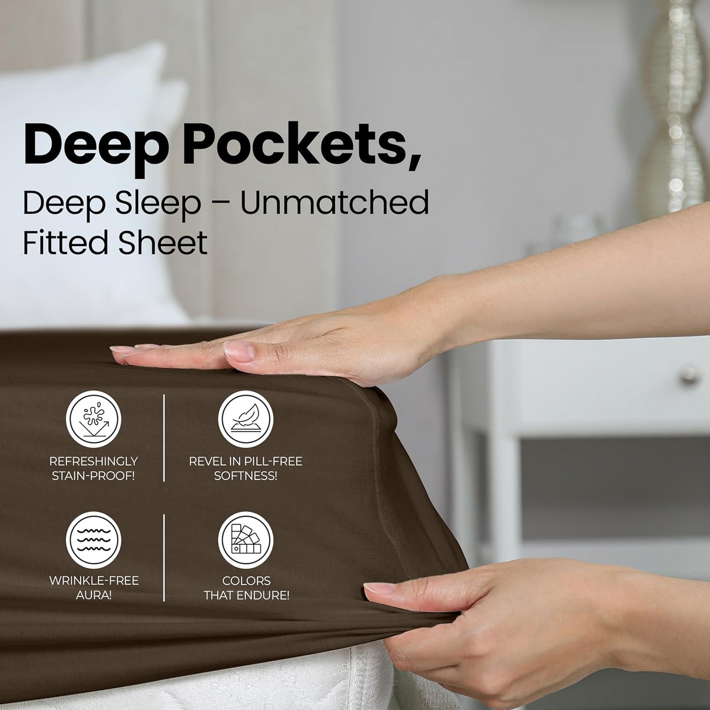 Utopia Bedding Queen Fitted Sheet - Soft Microfiber with Deep Pockets - Fade Resistant - Brown