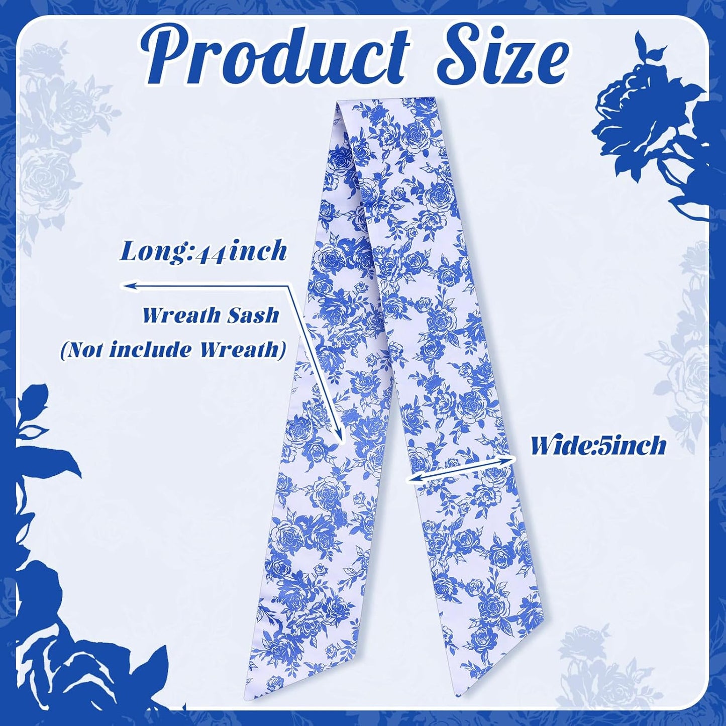 VitalCozy Floral Wreath Sash - Elegant Satin Ribbon for Embroidery Monogram | Perfect for Indoor/Outdoor Decor