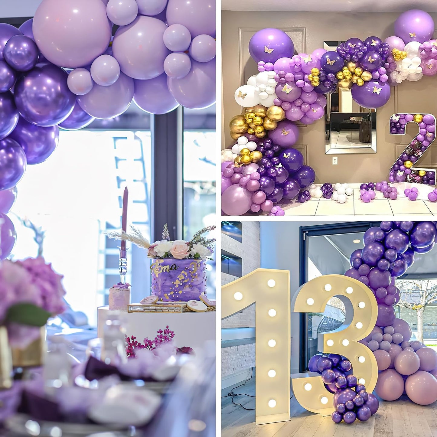 PartyWoo Metallic Purple Balloons 100 pcs 12 Inch Chrome Purple Latex Helium Balloons for Mardi Gras Graduation Wedding Baby Shower Anniversary Birthday Party Decorations Purple-G105