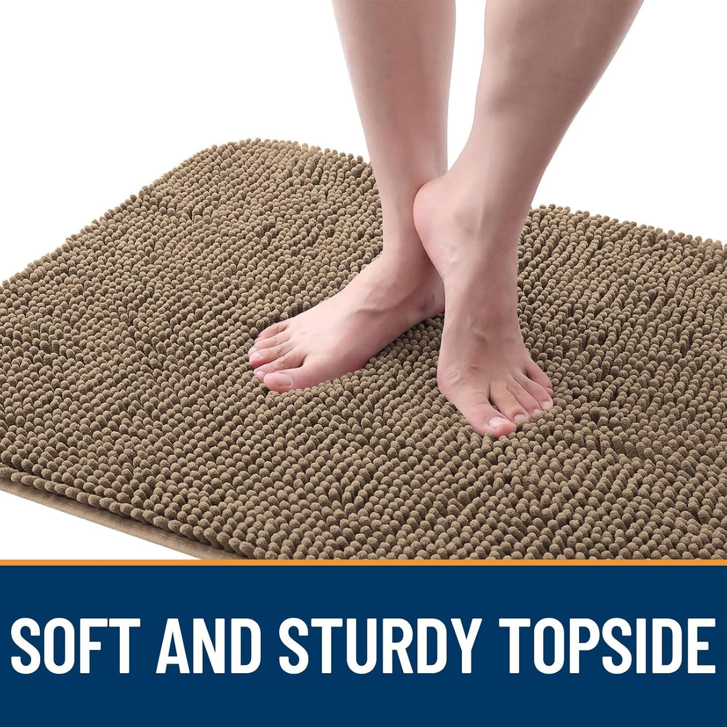 OLANLY Dog Door Mat - Absorbent Non-Slip Chenille for Muddy Paws | 48x30 Tan Indoor Entryway Carpet