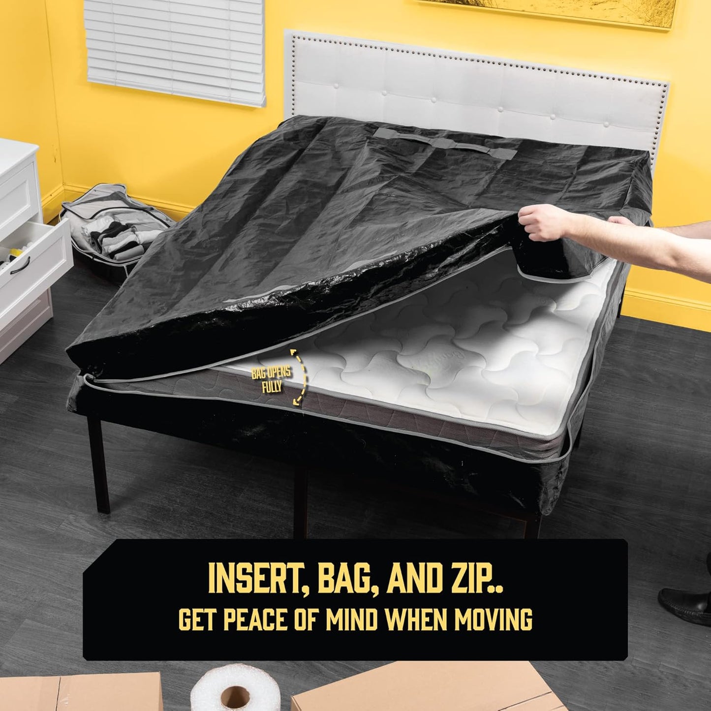 Mattress Bags for Moving - Extra-Thick Full XL with 8 Handles | Reusable Zippered Storage Cover - 2 Pack