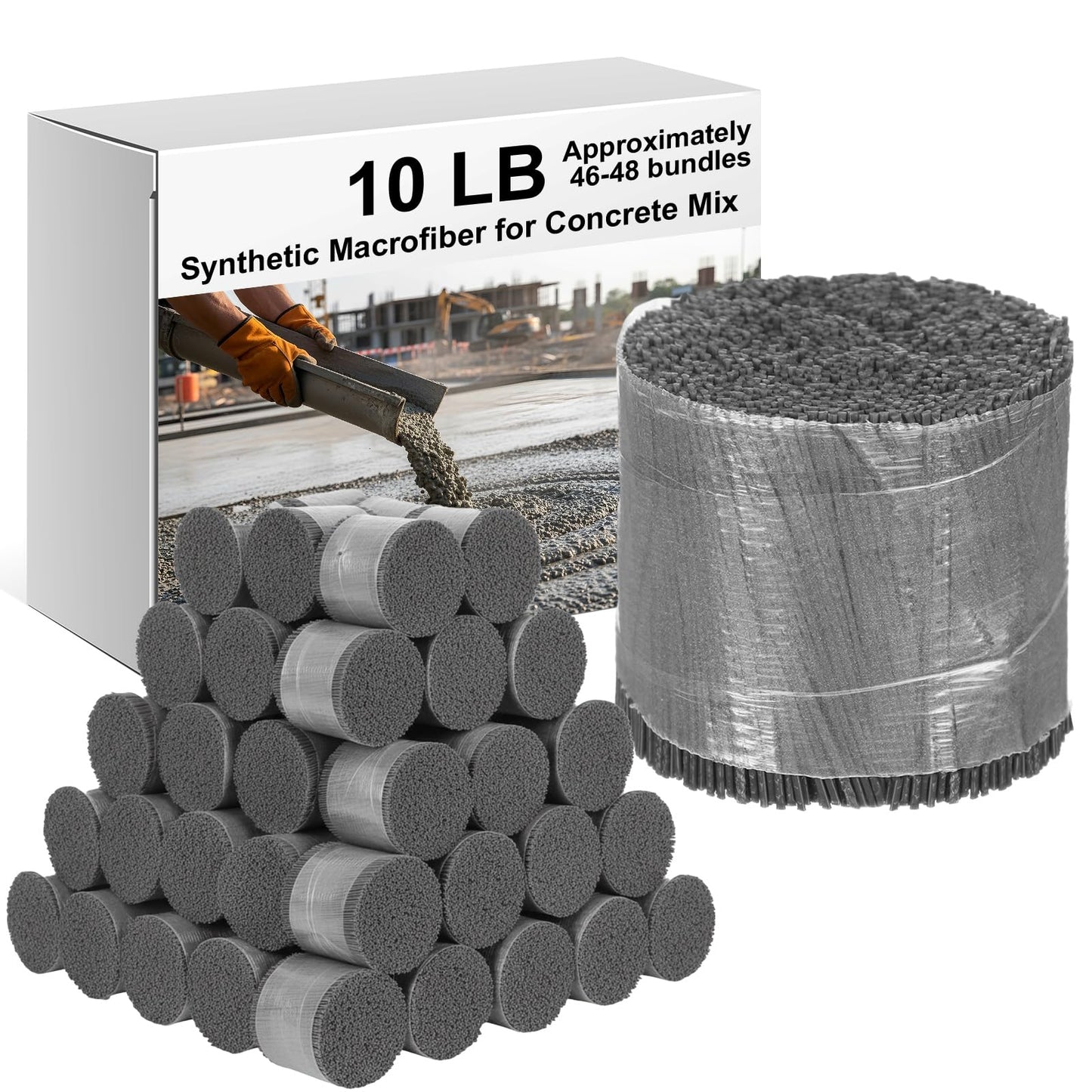 Otoolling 10 lb Synthetic Macrofiber for Concrete Mix Concrete Fiber Reinforcement Anti-Seepage and Anti-Cracking for Cement Mortar, Building Wall Garden Floor