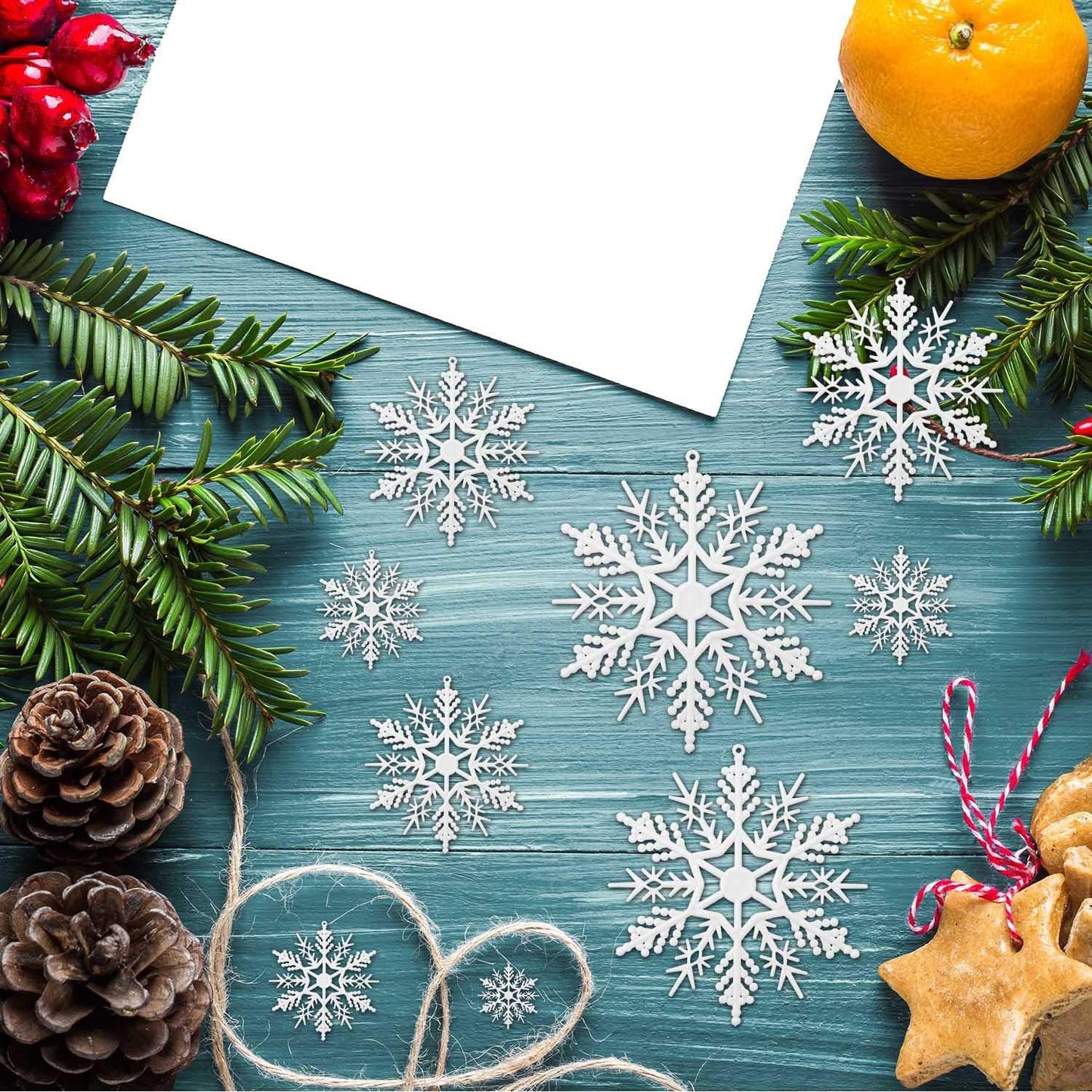 Tmflexe White Snowflake Ornaments - 110 Pieces for Christmas Decoration | DIY Art Crafts in 6 Sizes
