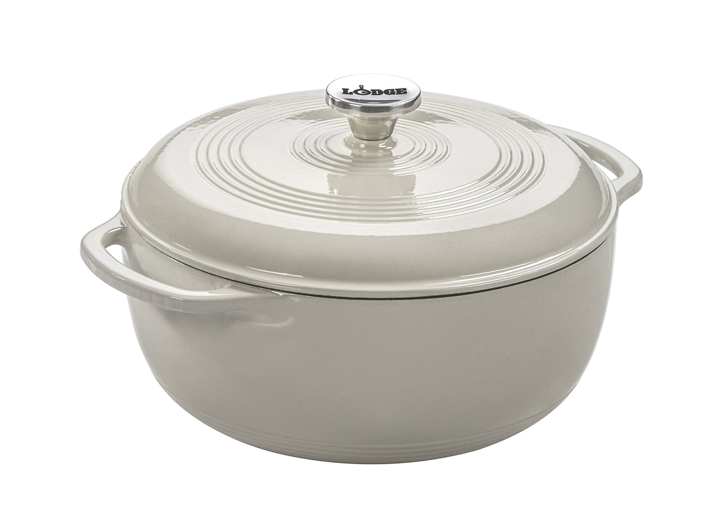 Lodge Essential Enamel Cast Iron Dutch Oven - Perfect for Bread Baking, Braising, Marinating & Slow Cooking - Features Moisture-Sealing Lid & Dual Handles - Kitchen Essentials - 6 Quarts - Oyster White