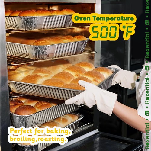Boxential 21x13 Aluminum Pans [10 Pack], Extra Heavy Duty Full Size Disposable Aluminum Foil Pans, Deep Baking Pans for Cooking, Roasting, Heating, and Steam Tables