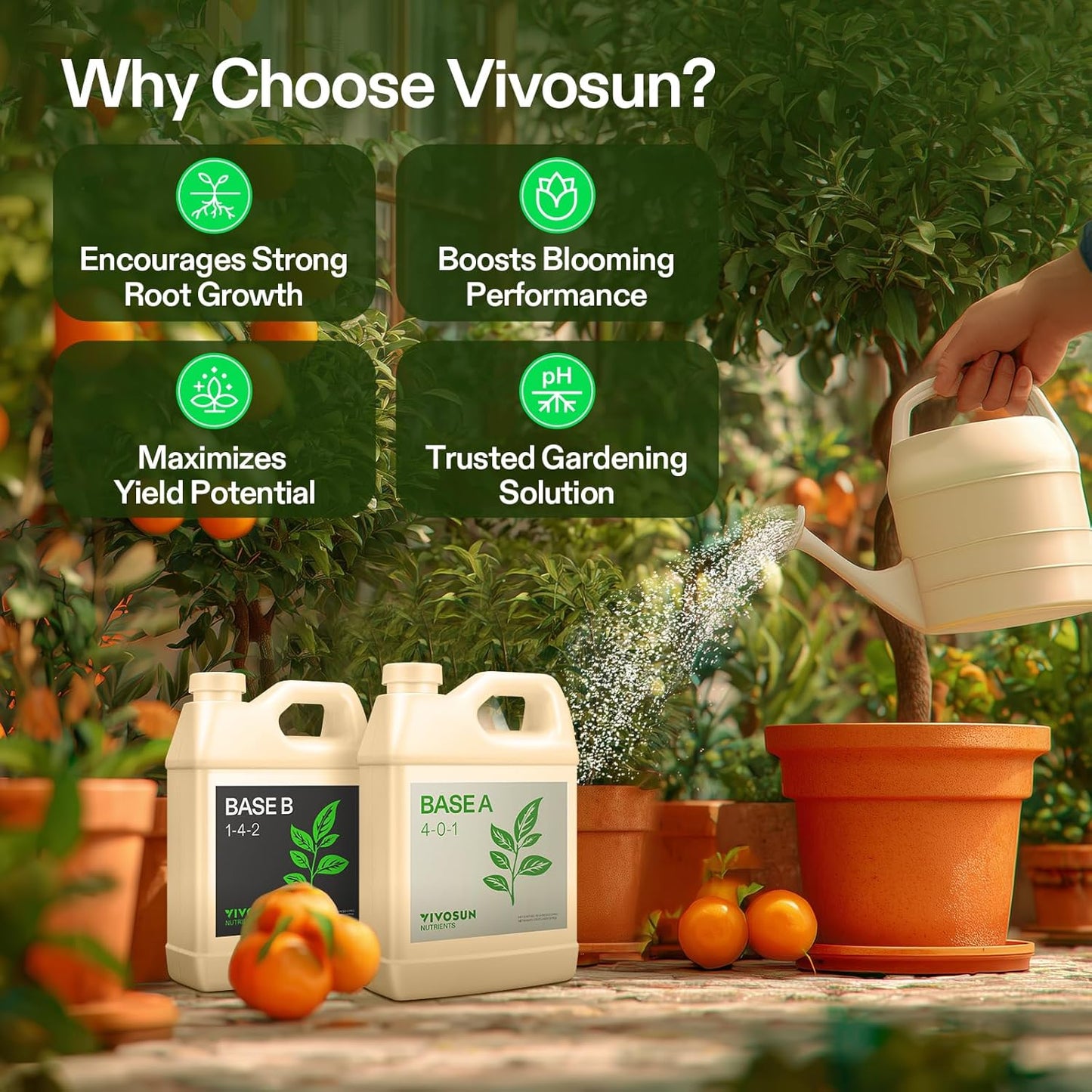 VIVOSUN Hydroponic Fertilizer Bundle - Liquid Nutrients A & B for Optimal Plant Growth | Quart Set