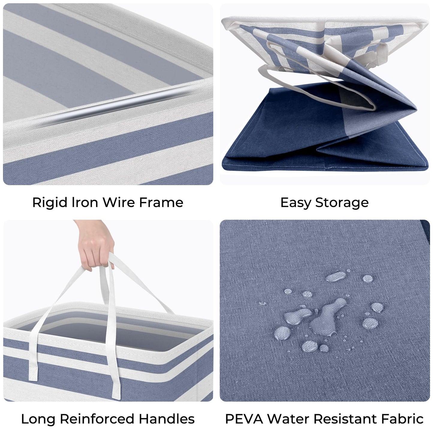 HomeHacks 2 Pack Large Laundry Baskets, Waterproof, Freestanding Laundry Hampers, Collapsible Clothes Hamper with Reinforced Handles in Laundry, College Dorm, Bathroom, Bedroom (Blue+Pink, 100Lx2)