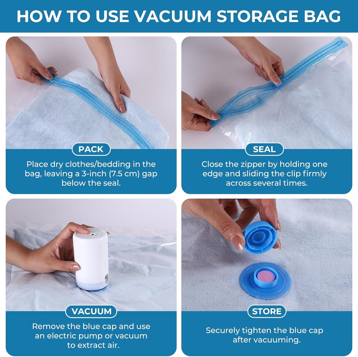 Skiennix Vacuum Bags for Travel - 12 Pack Compression Bags with Portable Electric Pump | Space Saver for Luggage