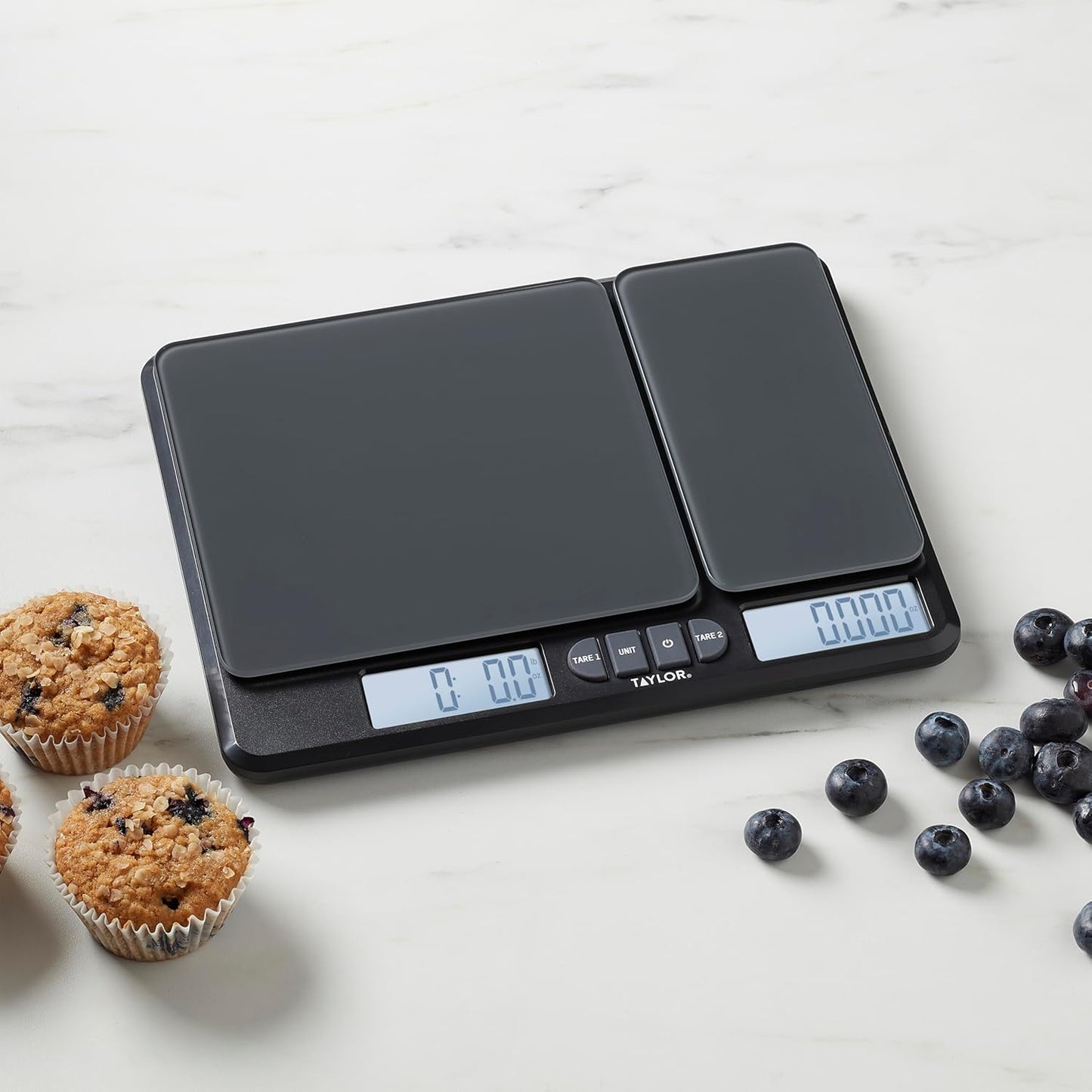 Taylor Kitchen Scale - Dual Platform Digital Grams & Ounces for Weight Loss & Cooking | 15lb Capacity, Black