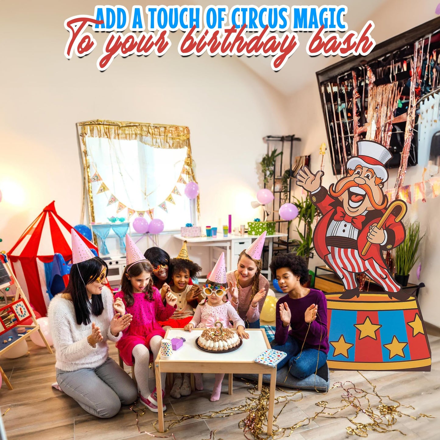 Fun Express Circus Ring Leader Life Size Cardboard Cutout Stand Up - Circus Theme Party Decorations for Birthday & Carnival Events | Premium Standee Decor for VBS & Photo Props