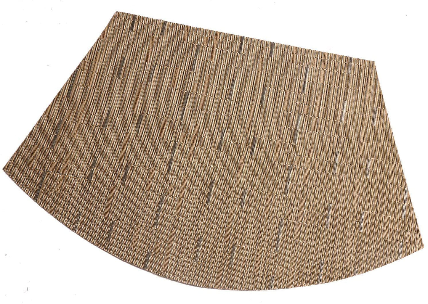 SHACOS Small Round Table Placemats Set of 5 Woven Vinyl Wedge Placemats with Centerpiece Round Table Mats Heat Resistant Wipe Clean (5, Tan)