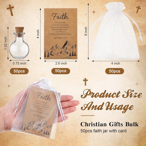 Funnymoom 50 Pack Faith Gifts for Women - Christian Baptism & Wedding Religious Supplies