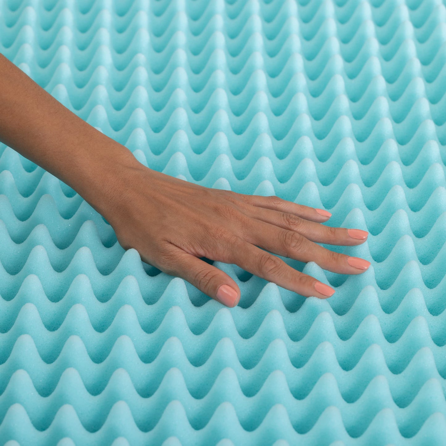 Beautyrest Cool Wave Plus Convoluted Pressure-Relieving Memory Foam Mattress Topper, Twin XL, 3-Inch,Blue