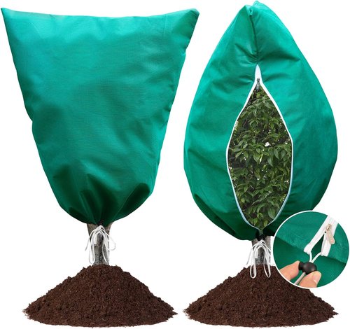 Insoma Plant Covers - 2 Packs of 2.2 oz/yd² Frost Protection for Outdoor Plants | 47.7" W x 71.7" H with Zipper & Drawstring
