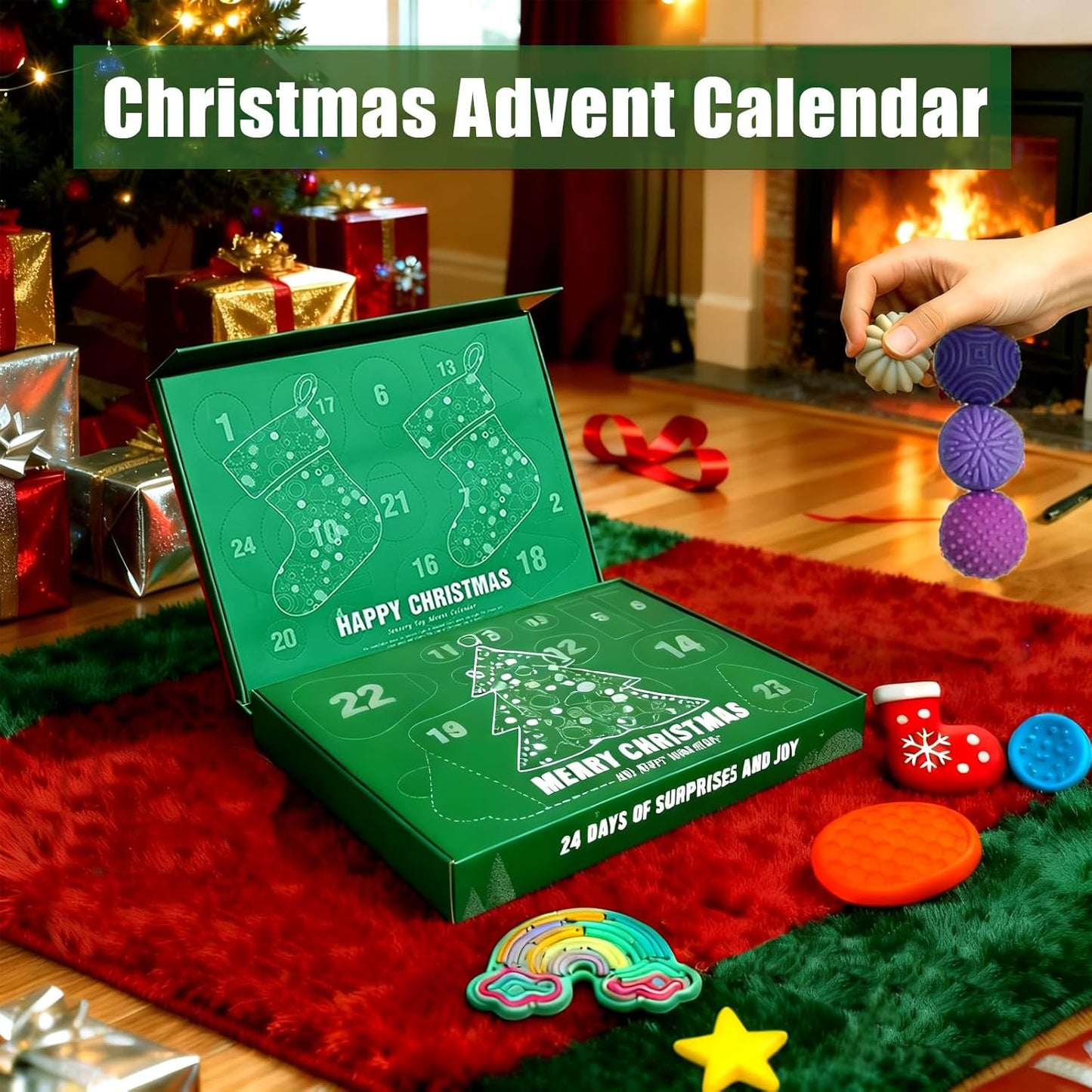 Advent Calendar Fidget Toys - Sensory Stone Set for Kids | 24 Days Countdown | Perfect Christmas Gift