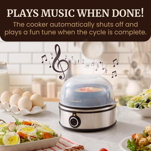 Elite Gourmet Easy Egg Cooker - 7-Egg Capacity for Soft, Medium, Hard-Boiled & Poached Eggs | Stainless Steel with Auto Shut-Off