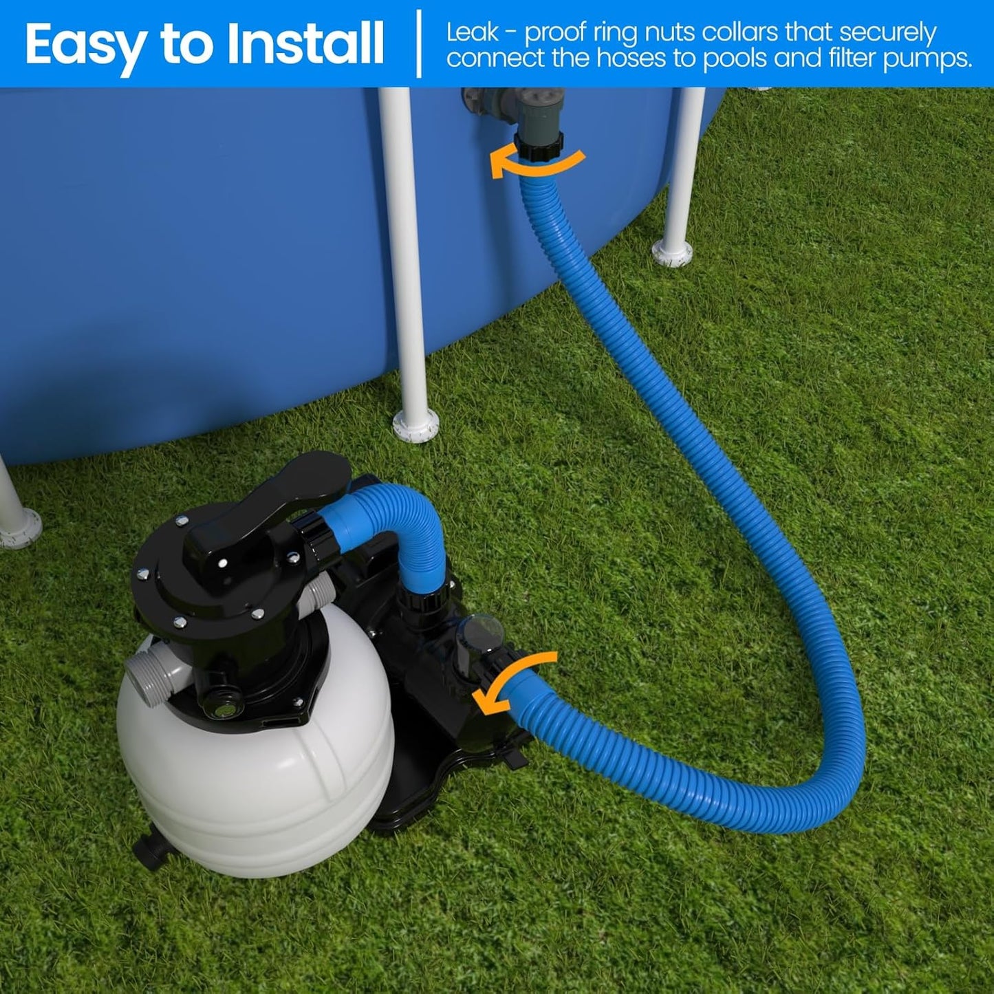 Skiennix Pool Hose Replacement - 1.5" x 40" | Pack of 2 for Above Ground Pools & Saltwater Systems