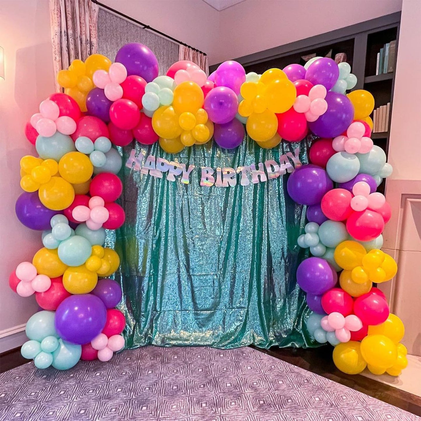 Pink Purple Blue Balloon, 60 Pcs 12 Inches Hot Pink Metallic Purple Teal Yellow Balloons Confetti Balloons for Kids Baby Shower Magic Theme Birthday Engagement Party Decoration