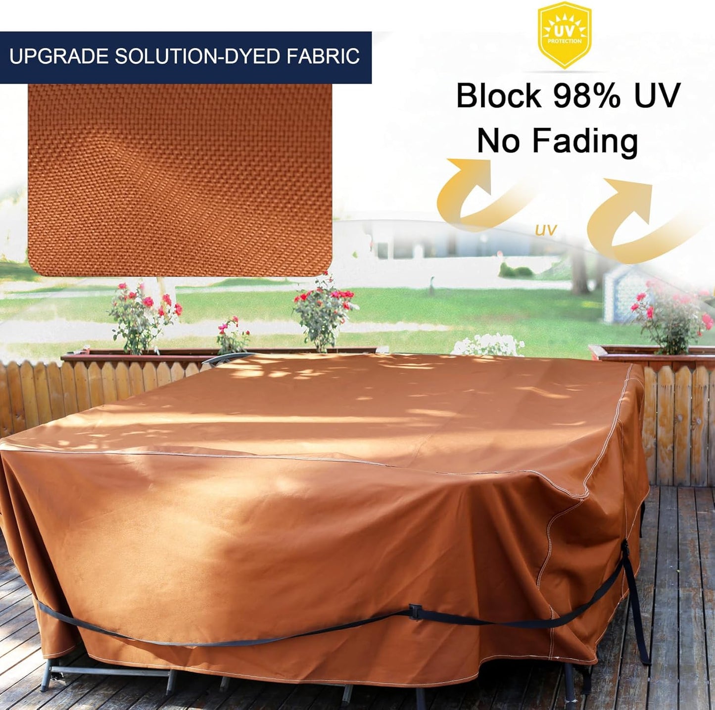 NettyPro Square Patio Table Cover - Waterproof 600D Heavy Duty Protection | 80 x 80 Inch, Brown