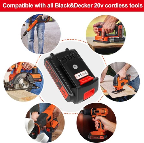 BLACK+DECKER 20V Lithium Battery - 4.0Ah Replacement for Cordless Power Tools | 2-Pack Compatible with XR Series
