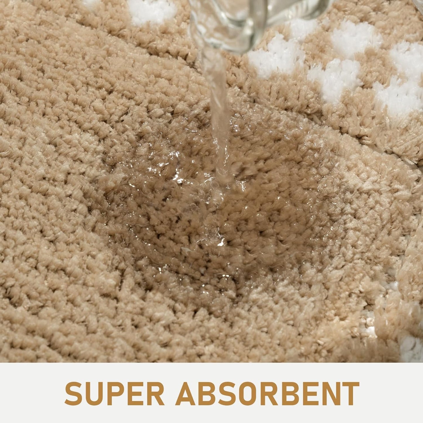 Skiennix Beige Bathroom Rugs - Non-Slip Washable Microfiber Mats | Super Soft & Absorbent 20x31 Inches