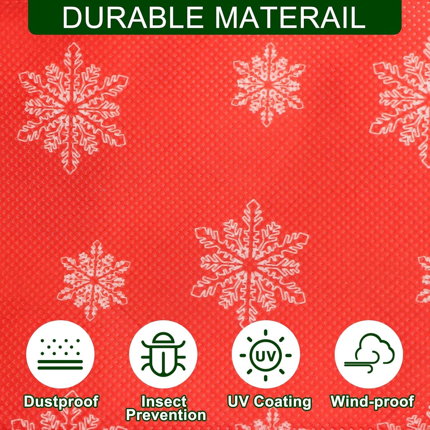 Skiennix Christmas Tree Cover - Durable Storage Bag with Zipper & Drawstring for 6-Foot Trees | Dustproof Red with Snow Print